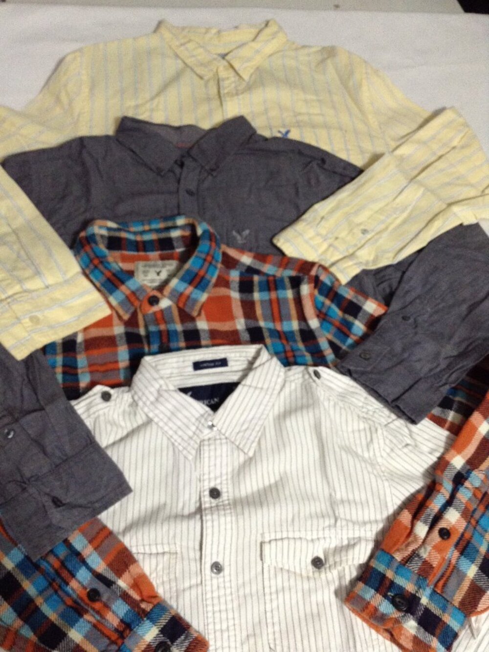 American Eagle Mens Button Down Shirts Lot of 4 Flannel Striped Plaid S M L XXL